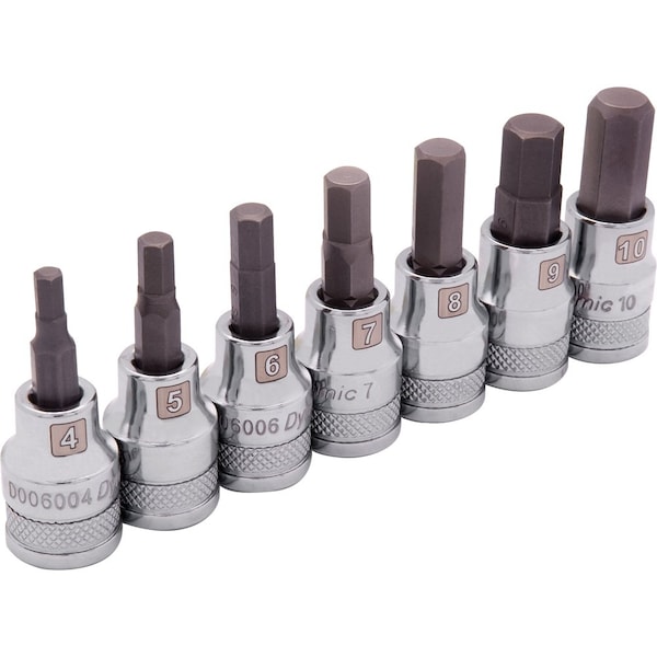 Tools 3/8" Drive 7 Piece Metric, Standard Hex Socket Set, 4mm - 10mm